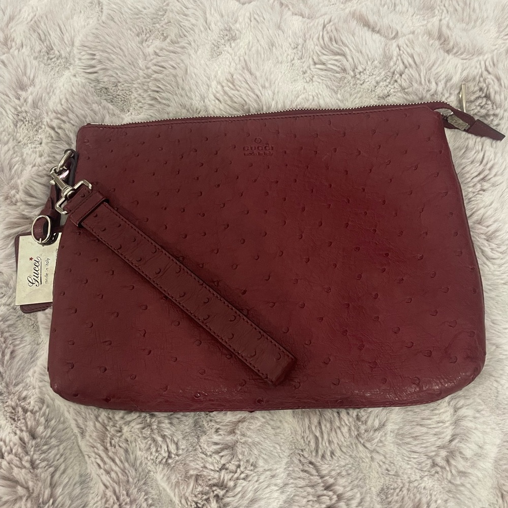 Gucci Macau Exclusive Ostrich Leather Pouch